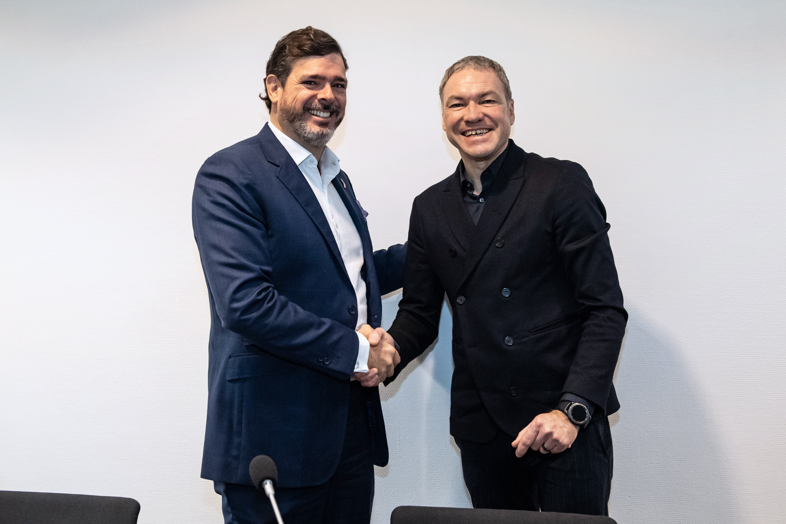 Heimtextil 2020, press conference and signing Heimtextil Colombia / Carlos Botero, CEO, Inexmoda and Olaf Schmidt, Vice President Textiles & Textile Technologies, Messe Frankfurt