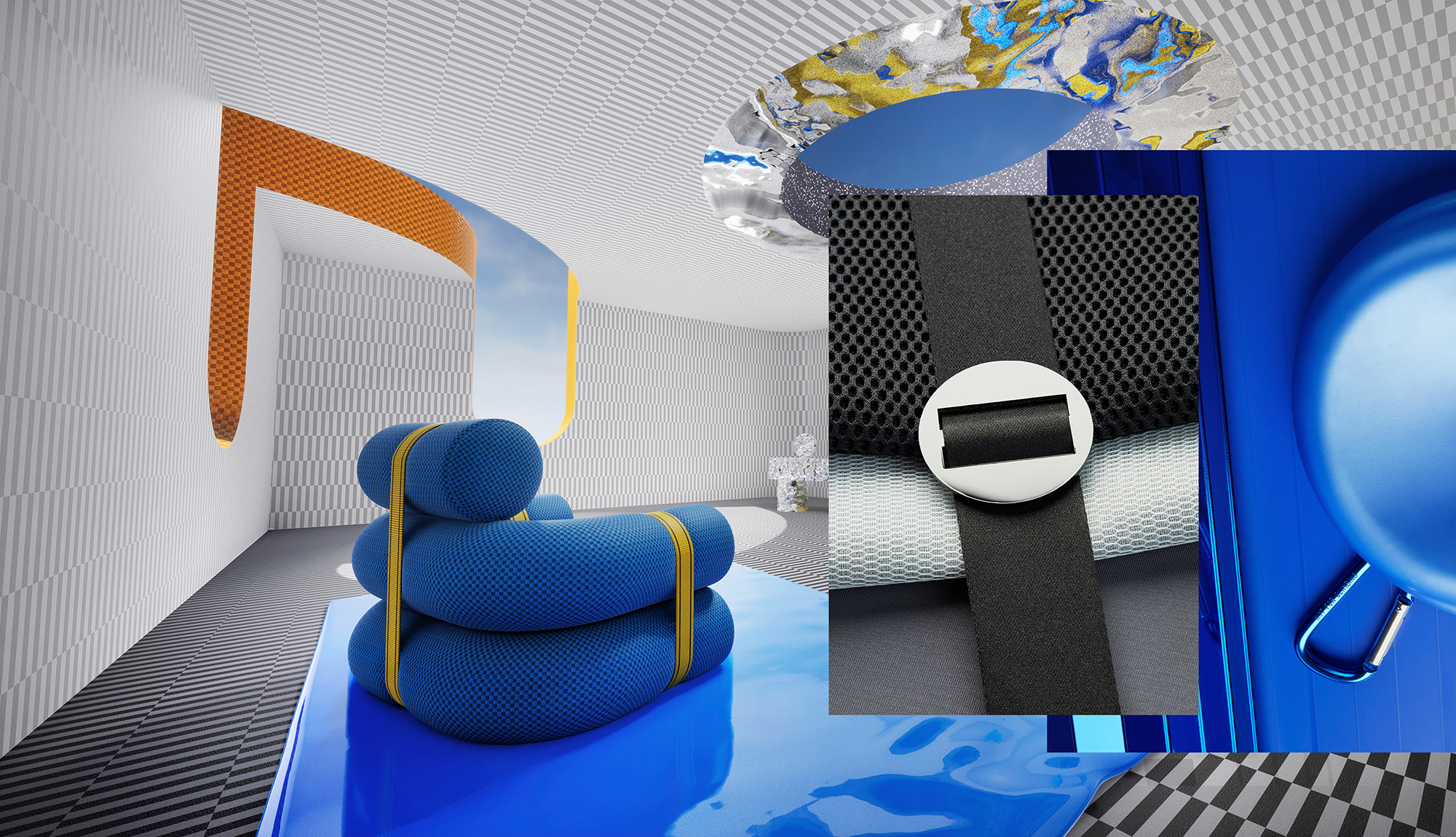 ACTIVE URBAN - Envisions for Heimtextil, Art direction by Sanne Schuurman & Emma Wessel , Photography textiles by Ronald Smits, VR visuals by Roel Deden