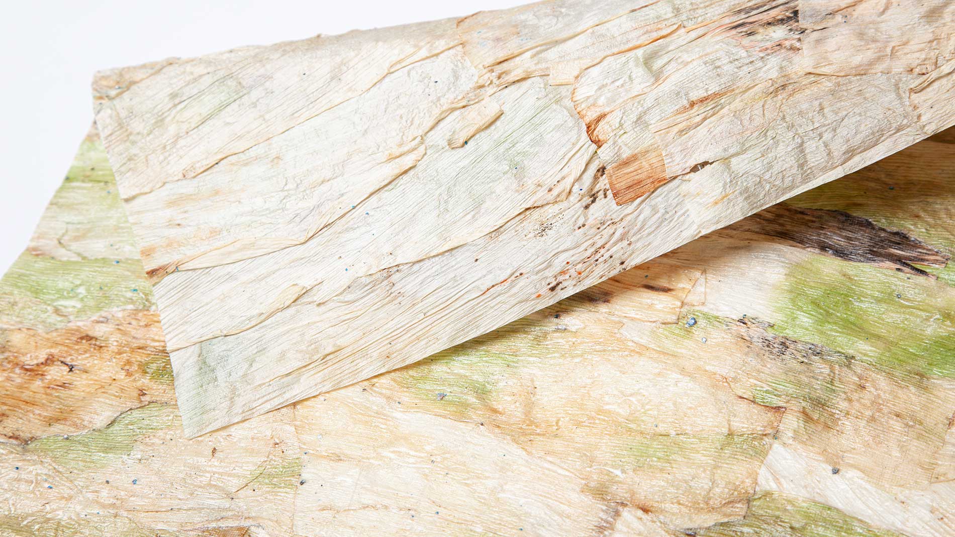 Fabric made of leek waste Future Fossils By Sissell Gustavsen