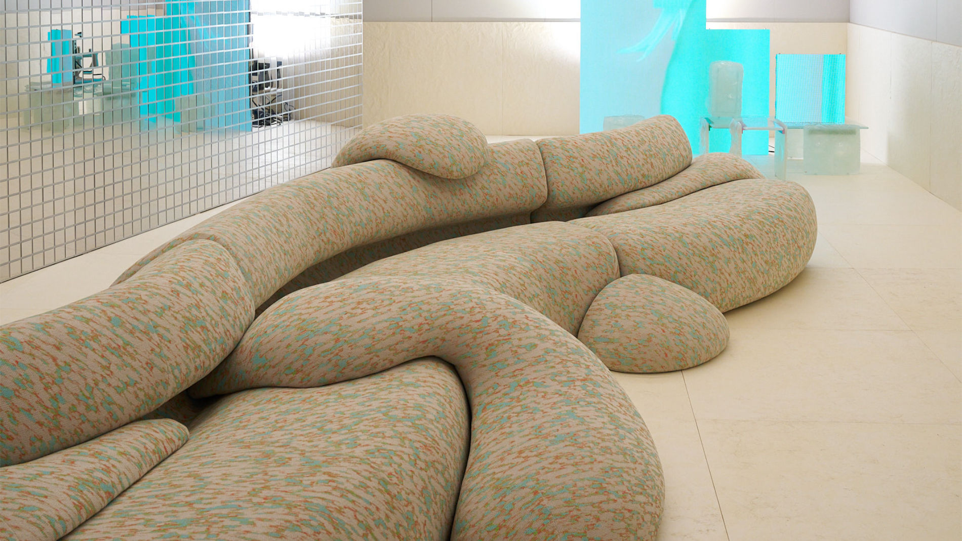 Verschlungenes beige-braunes Sofa