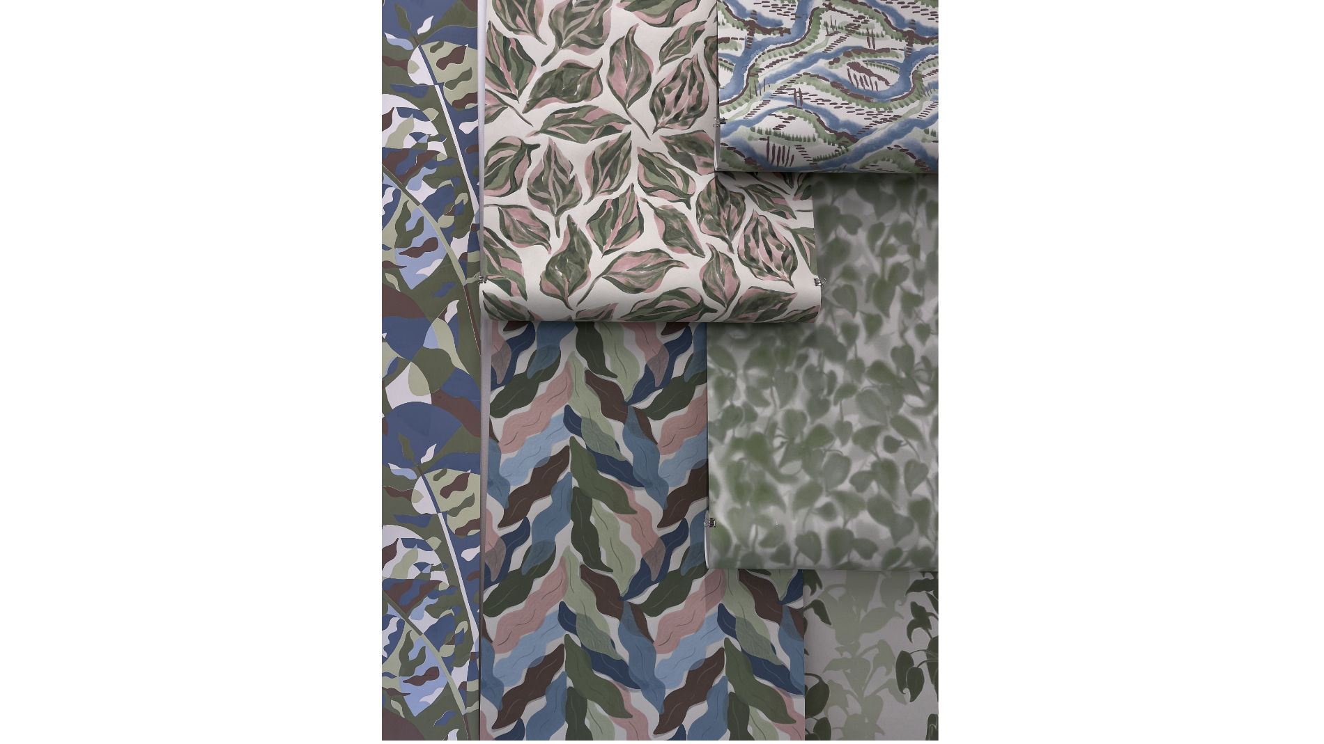 Textile Muster mit botanisch inspirierten Motiven